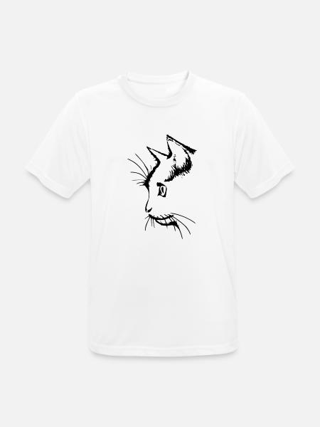 Katzenkopf 3- Katzengesicht - Männer T-Shirt atmungsaktiv - Weiß