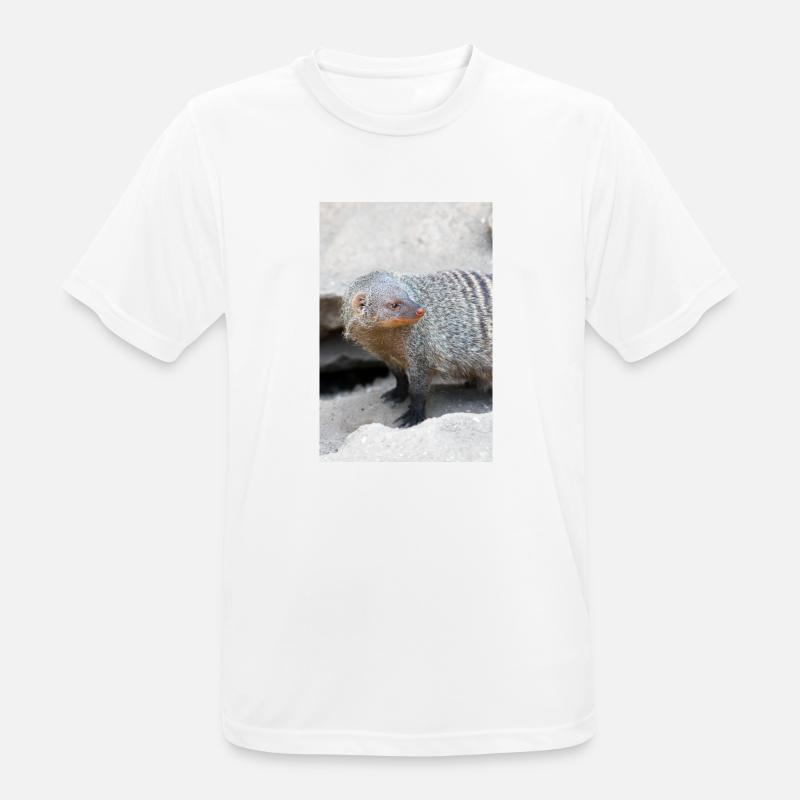 Gebänderte Manguste oder Zebramanguste - Männer T-Shirt atmungsaktiv - Weiß