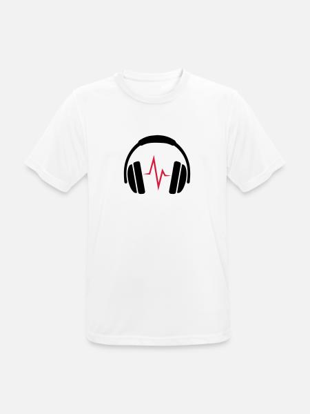 DJ Kopfhörer mit Beat - Männer T-Shirt atmungsaktiv - Weiß