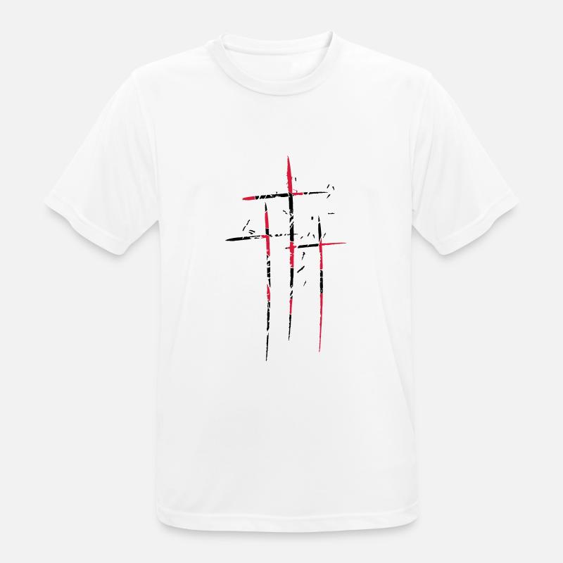 3 crosses design pattern scratch cool old tears br - Men's Breathable T-Shirt - white