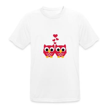 Chouette Hibou Amour - T-shirt respirant Homme - blanc - Devant - AI Model Male 185 dark (185cm)