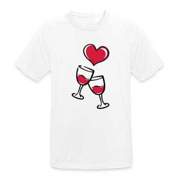 Red wine wine glass heart love - Men's Breathable T-Shirt - white - Front - AI Model Male 185 dark (185cm)
