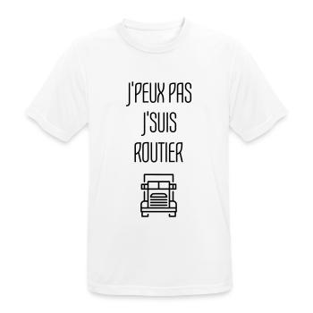 Routier / Chauffeur Poids-lourd / Camion / - T-shirt respirant Homme - blanc - Devant - AI Model Male 185 dark (185cm)