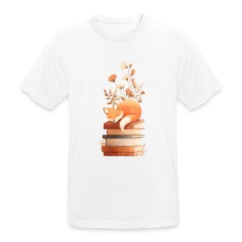 Renard sur pile de livres - T-shirt respirant Homme - blanc - Devant - AI Model Male 185 dark (185cm)