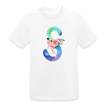 Lettre S watercolor - T-shirt respirant Homme - blanc - Devant - AI Model Male 185 dark (185cm)