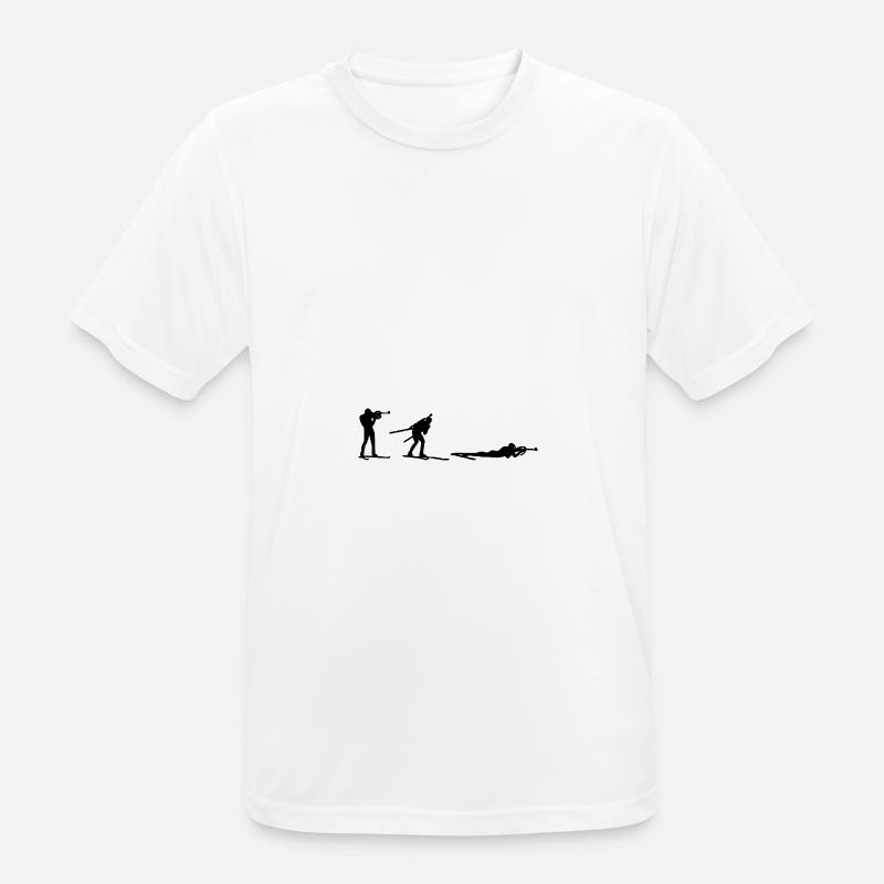 Evolution Triathlon BIathlon Geschenk Idee - Männer T-Shirt atmungsaktiv - Weiß
