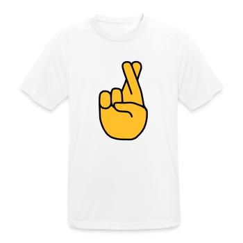 Emoji Finger Crossed Sketch Color - Men's Breathable T-Shirt - white - Front - AI Model Male 185 dark (185cm)