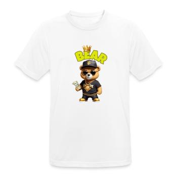 Teddybär mit Geld - Männer T-Shirt atmungsaktiv - Weiß - Vorne - AI Model Male 185 dark (185cm)