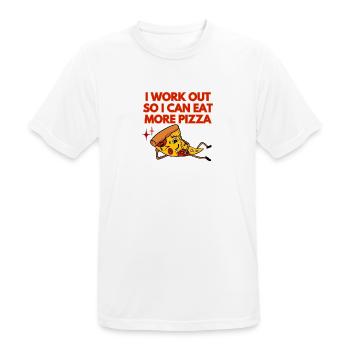 GYM fitness - workout for pizza - lustiger spruch - Männer T-Shirt atmungsaktiv - Weiß - Vorne - AI Model Male 185 dark (185cm)