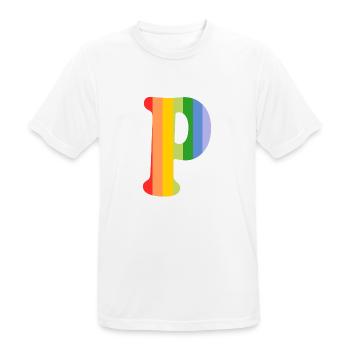 Letter P Rainbow - Men's Breathable T-Shirt - white - Front - AI Model Male 185 dark (185cm)