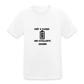Positive T-shirt - T-shirt respirant Homme - blanc - Devant - AI Model Male 185 dark (185cm)