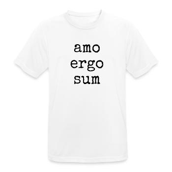 amo ergo sum - j’aime donc je suis - en disant - T-shirt respirant Homme - blanc - Devant - AI Model Male 185 dark (185cm)