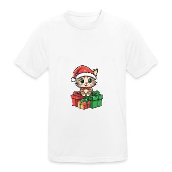 Cadeaux de bande dessinée de Noël pour chats - T-shirt respirant Homme - blanc - Devant - AI Model Male 185 dark (185cm)