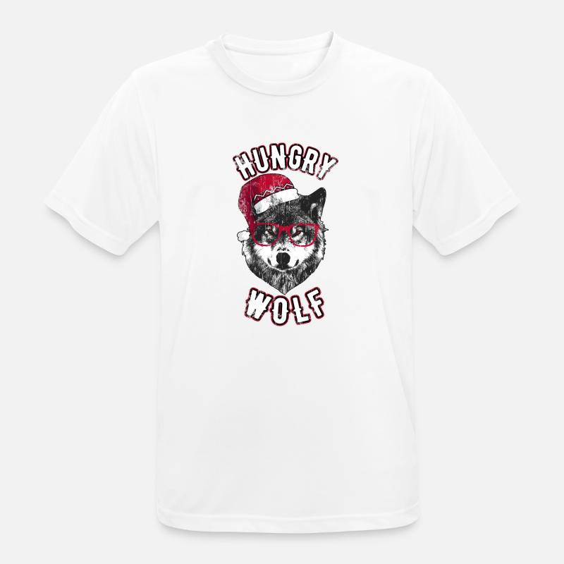 Hungry Wolf – Grumpy Christmas Wolf - Men's Breathable T-Shirt - white