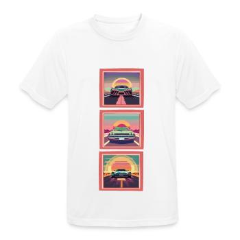 3 Autos im Bilderrahmen fahren. - Männer T-Shirt atmungsaktiv - Weiß - Vorne - AI Model Male 185 dark (185cm)