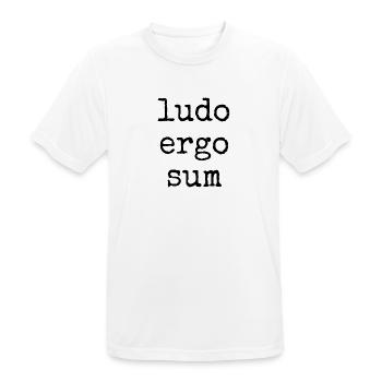 ludo ergo sum - je joue donc je suis - en disant - T-shirt respirant Homme - blanc - Devant - AI Model Male 185 dark (185cm)