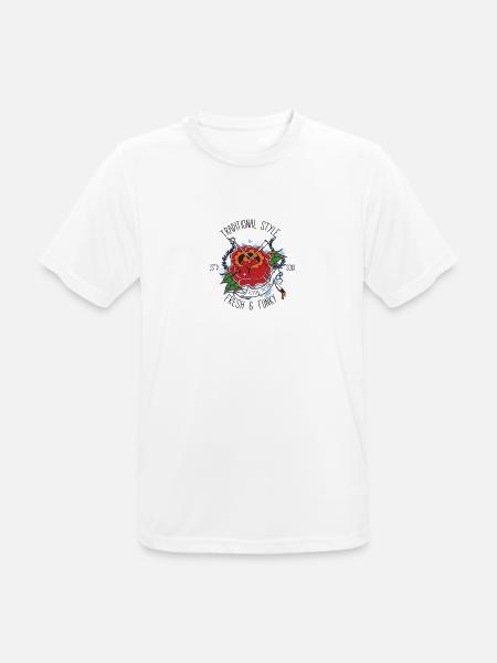 Traditional Tattoo Rose - Männer T-Shirt atmungsaktiv - Weiß