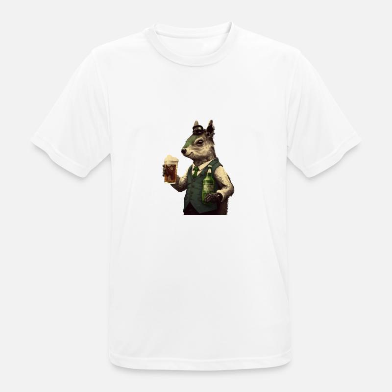 schickes Eichhörnchen Gentleman mit Bier - Männer T-Shirt atmungsaktiv - Weiß