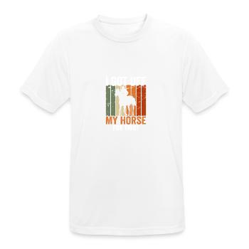 Ich bin dafür aus meinem Pferd gestiegen - Männer T-Shirt atmungsaktiv - Weiß - Vorne - AI Model Male 185 dark (185cm)
