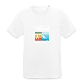 Fly fishing - Ice fishing pension scheme - Men's Breathable T-Shirt - white - Front - AI Model Male 185 dark (185cm)