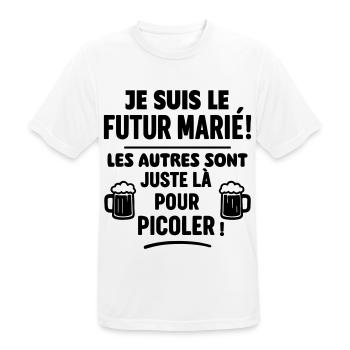 Je suis le futur marié, EVG,enterrement vie garçon - T-shirt respirant Homme - blanc - Devant - AI Model Male 185 dark (185cm)