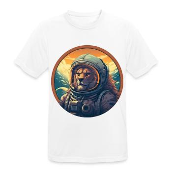Astronaute Lion au coucher du soleil, créatif - T-shirt respirant Homme - blanc - Devant - AI Model Male 185 dark (185cm)