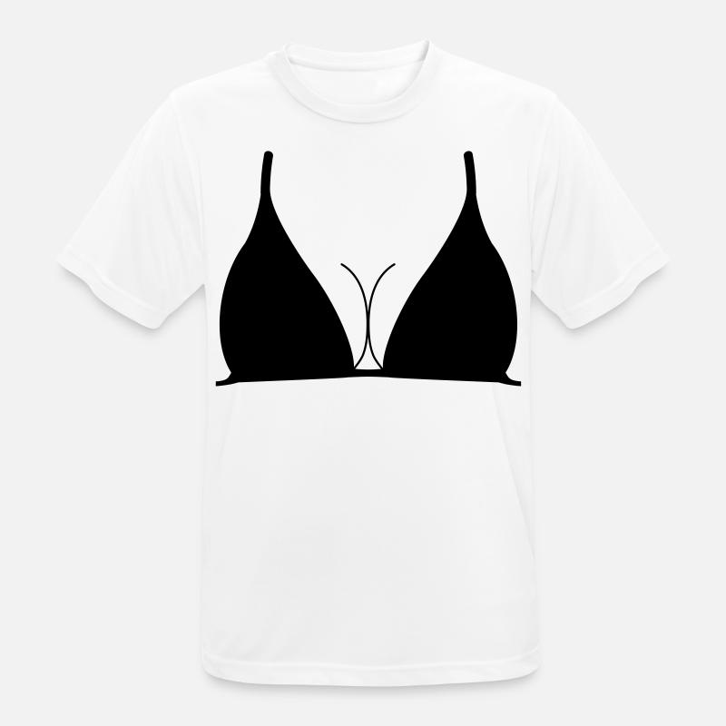 Breasts, upper part, bust size, cleavage, breast, - Men's Breathable T-Shirt - white