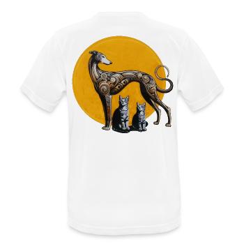 Art de rue Galgo & Cats - Brut - T-shirt respirant Homme - blanc - Dos - AI Model Male 185 dark (185cm)