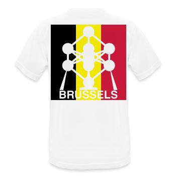 Brussels Atomium – Belgian Flag Square Icon - Men's Breathable T-Shirt - white - Back - AI Model Male 185 dark (185cm)