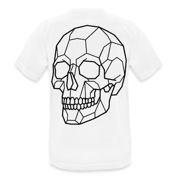 Geometric Skull - Männer T-Shirt atmungsaktiv - Weiß - Hinten - AI Model Male 185 dark (185cm)