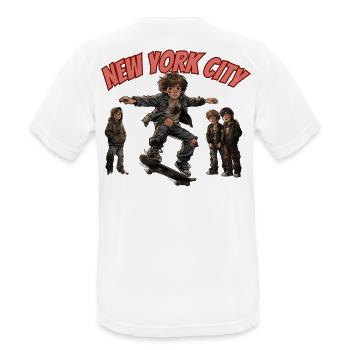 NEW YORK CITY JUMP - Men's Breathable T-Shirt - white - Back - AI Model Male 185 dark (185cm)