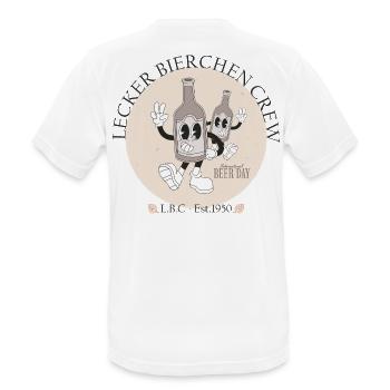 Biercrew - Internationaler BierTag  - Männer T-Shirt atmungsaktiv - Weiß - Hinten - AI Model Male 185 dark (185cm)