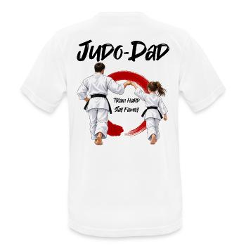 Judo Dad mit Tochter - Männer T-Shirt atmungsaktiv - Weiß - Hinten - AI Model Male 185 dark (185cm)