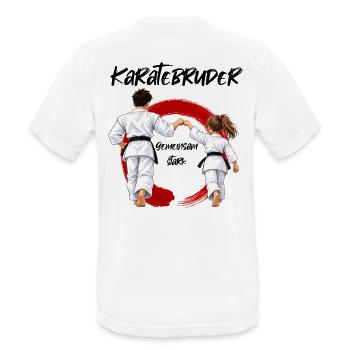 Karate Bruder mit Schwester gemeinsam stark - Männer T-Shirt atmungsaktiv - Weiß - Hinten - AI Model Male 185 dark (185cm)