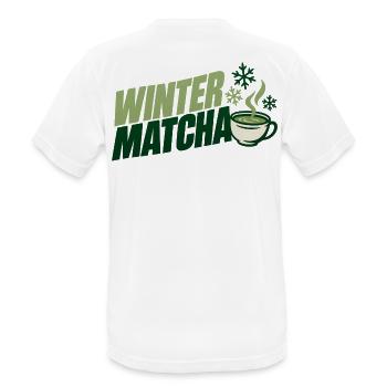 Grüne Winter Matcha Tasse - Männer T-Shirt atmungsaktiv - Weiß - Hinten - AI Model Male 185 dark (185cm)