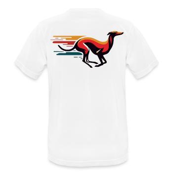 Galgo-Logo Nr12 - Männer T-Shirt atmungsaktiv - Weiß - Hinten - AI Model Male 185 dark (185cm)