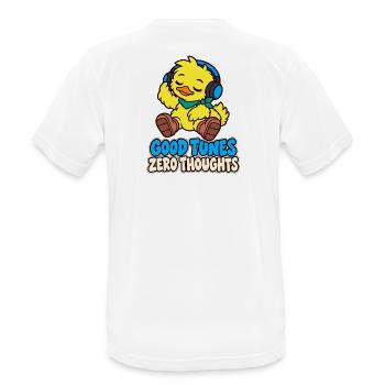 Duck mit Kopfhörern – Good Tunes Zero Thougts - Männer T-Shirt atmungsaktiv - Weiß - Hinten - AI Model Male 185 dark (185cm)
