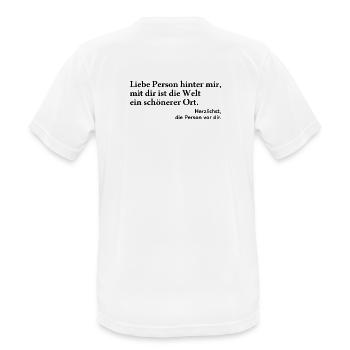 An Die Person Hinter Mir Liebe Person Hinter Mir  - Männer T-Shirt atmungsaktiv - Weiß - Hinten - AI Model Male 185 dark (185cm)