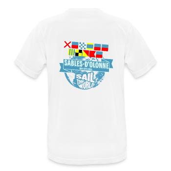 Sail the world Sables d olonne - T-shirt respirant Homme - blanc - Dos - AI Model Male 185 dark (185cm)