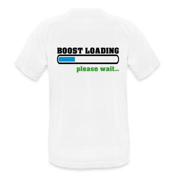 Boost Loading Please Wait - Männer T-Shirt atmungsaktiv - Weiß - Hinten - AI Model Male 185 dark (185cm)