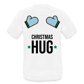 Noël Hug Gants d’hiver Cadeau - T-shirt respirant Homme - blanc - Dos - AI Model Male 185 dark (185cm)