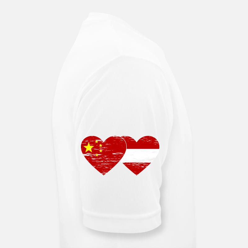 Coeur de drapeau de l’Autriche de la Chine utilisé T-shirt respirant Homme