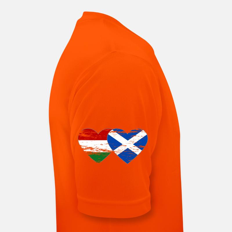 Hongrie Ecosse Drapeau Coeur Utilisé T-shirt respirant Homme