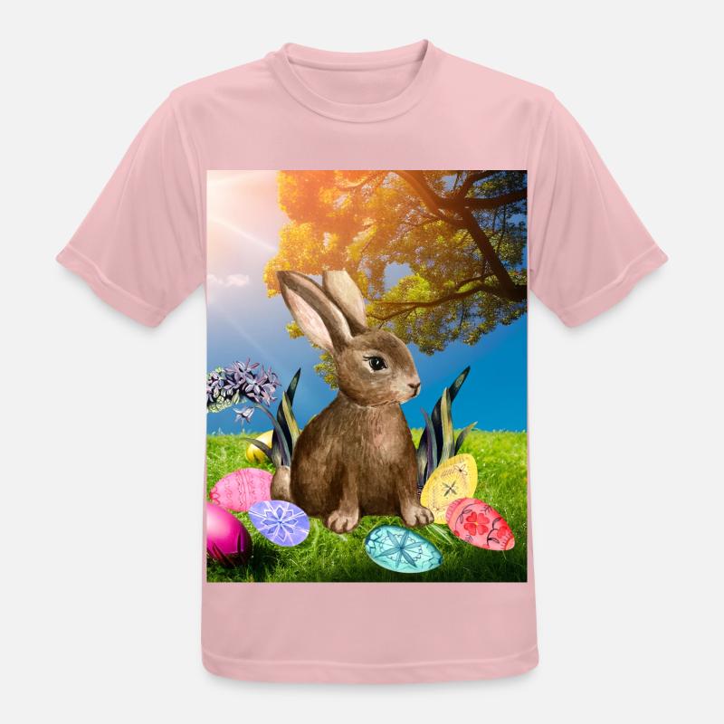 Spring Easter bunny with Easter eggs - Men's Breathable T-Shirt - pink