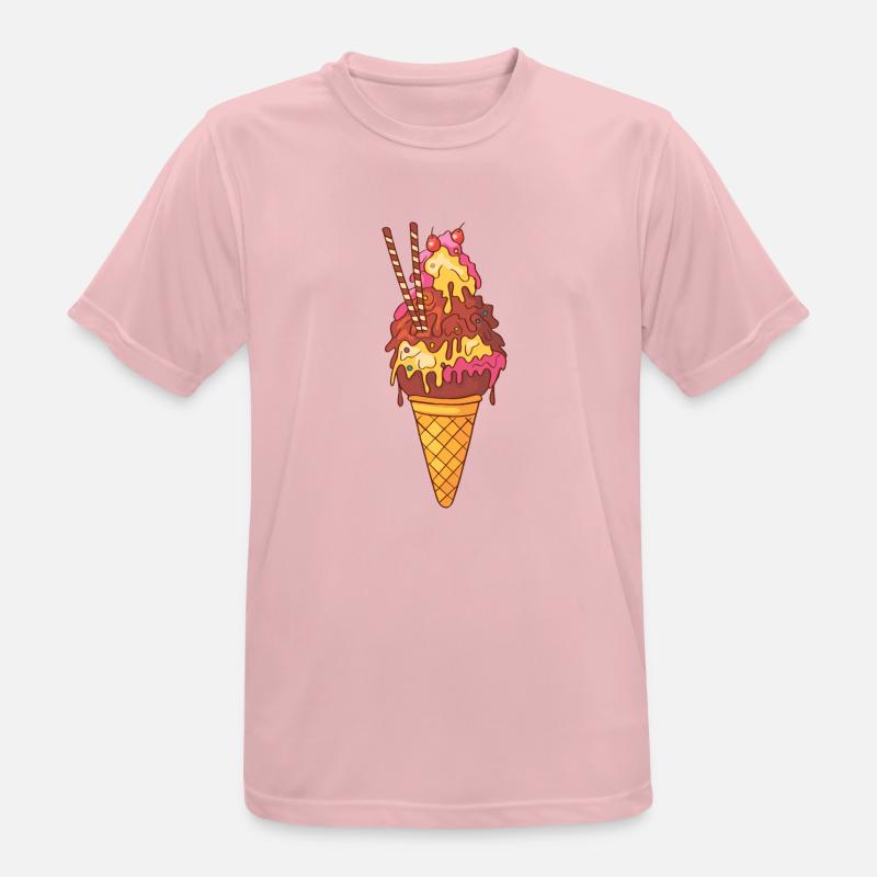 Eis Speiseeis Eiskrem Eiscreme Kugeleis Eisbecher - Männer T-Shirt atmungsaktiv - Rosa