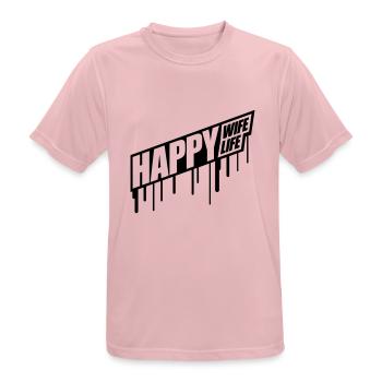 graffiti drop happy wife life wife gluecklic - Men's Breathable T-Shirt - pink - Front - AI Model Male 185 dark (185cm)