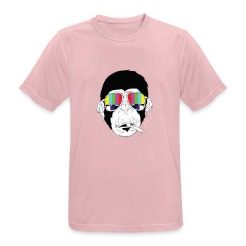 Monkey Gorilla Cigarette Sunglasses - Men's Breathable T-Shirt - pink - Front - AI Model Male 185 dark (185cm)