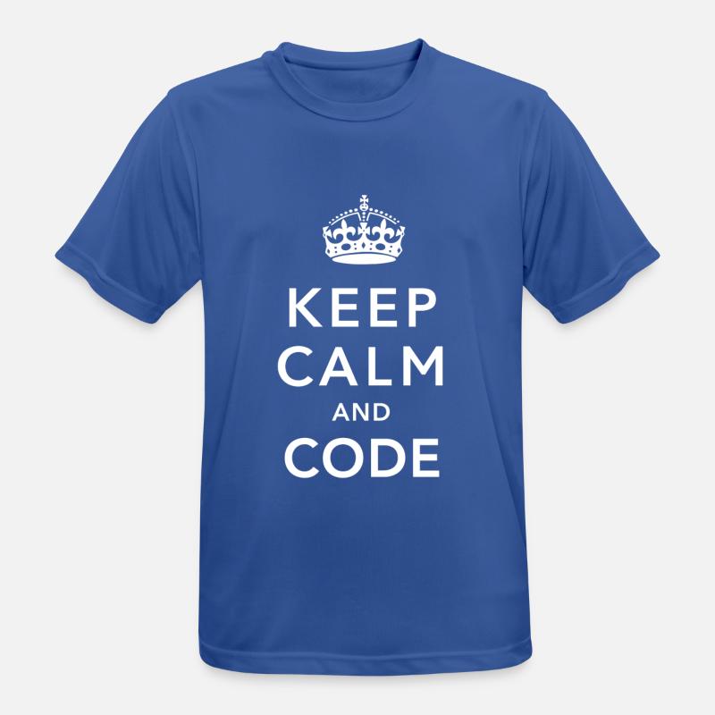 CALM DOWN AND CODE - Männer T-Shirt atmungsaktiv - Royalblau