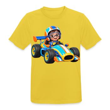 Kleiner Rennfahrer im Go-Kart - Männer T-Shirt atmungsaktiv - Sonnengelb - Vorne - AI Model Male 185 dark (185cm)
