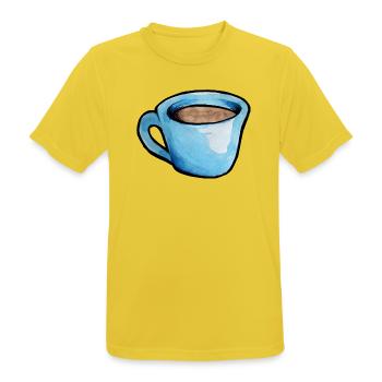 Blaue Aquarell Kaffeetasse - Männer T-Shirt atmungsaktiv - Sonnengelb - Vorne - AI Model Male 185 dark (185cm)